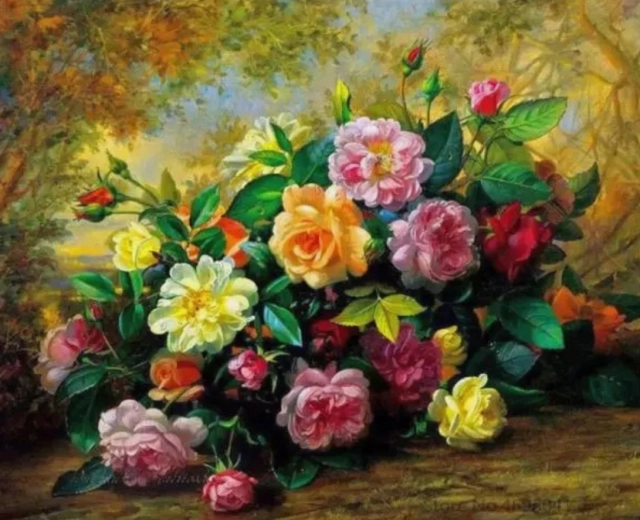 Pittura diamantata Bouquet ricco 30 × 40 cm
