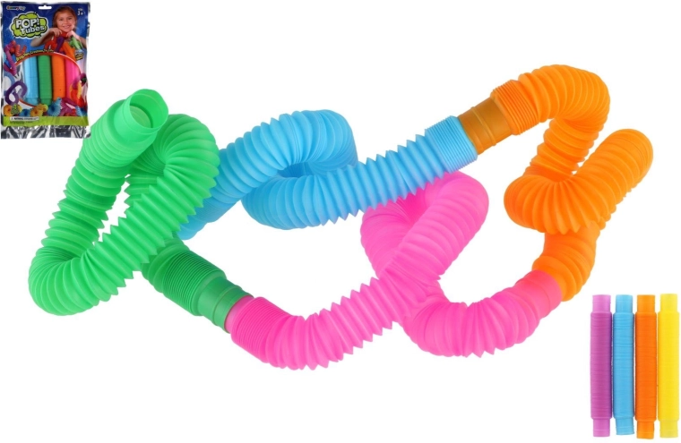Tubi pop sensoriali – set da 4 pezzi, costruzione estensibile e collegabile
