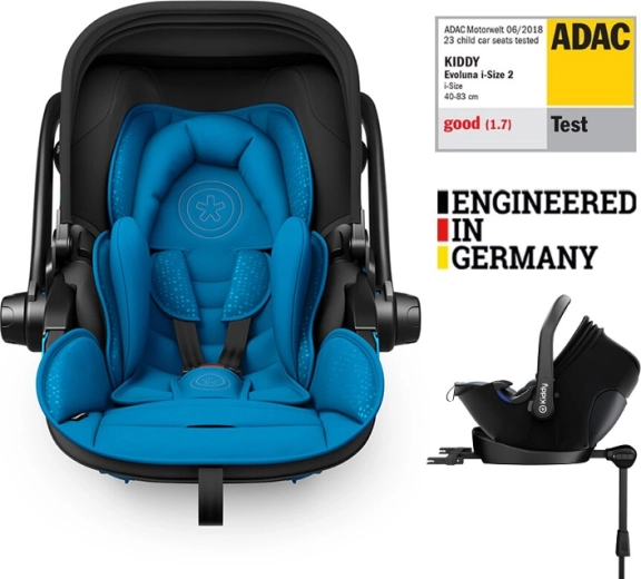 Kiddy Evoluna i-Size 2 seggiolino auto con base ISOFIX 40–83 cm, Summer Blue