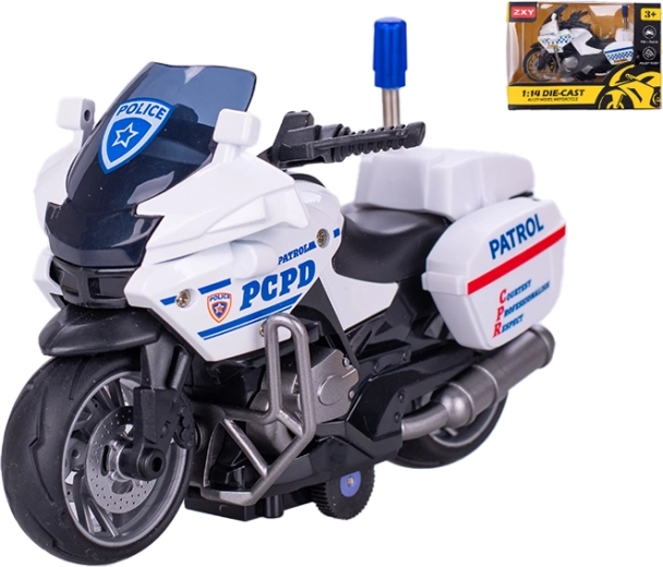 Moto della polizia in metallo 1:14 con retrocarica