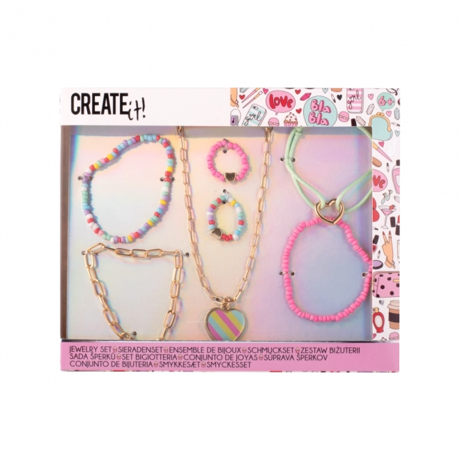 set di gioielli create it! bigiotteria per bambini con braccialetti, orecchini e collana