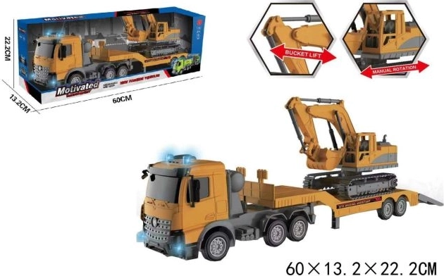 Camion da cantiere con escavatore ed effetti luminosi e sonori