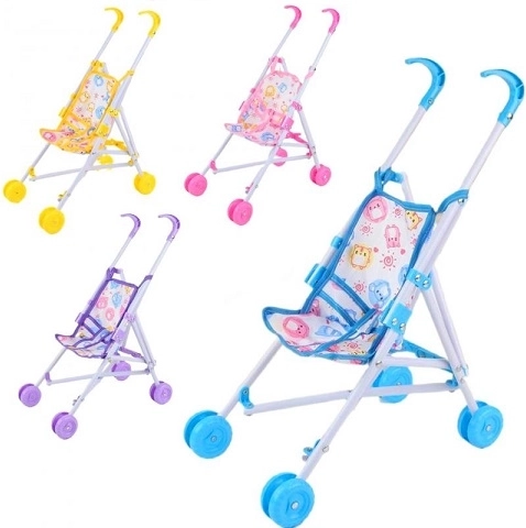 Passeggino in metallo per bambole tipo buggy 52 cm