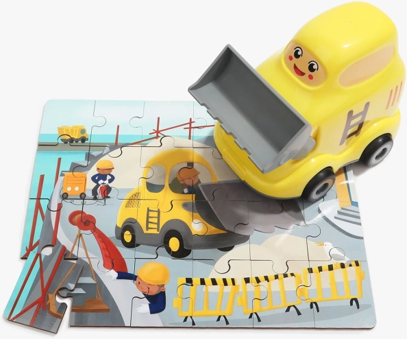 TOP BRIGHT puzzle in legno con giocattolo – bulldozer, 24 pezzi