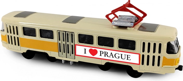 Tram retrò in metallo PRAGUE T3 16 cm con retrocarica