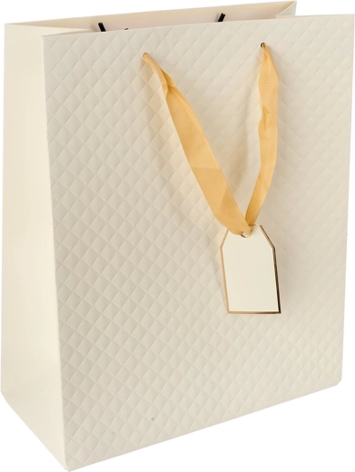 Borsa regalo in carta beige quilt 26 × 12 × 32 cm