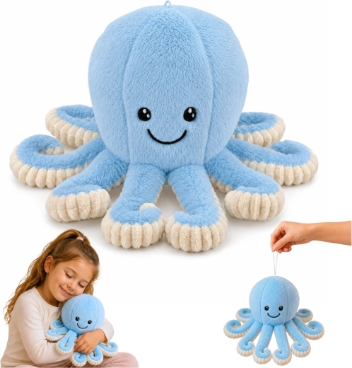 Polpo di peluche con tentacoli elastici blu 30 cm - 1 pezzo