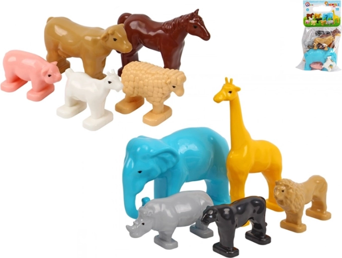 Set di animaletti di plastica 10 pz in sacchetto