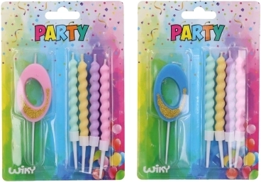 Candela per feste numero 0 con 4 candele