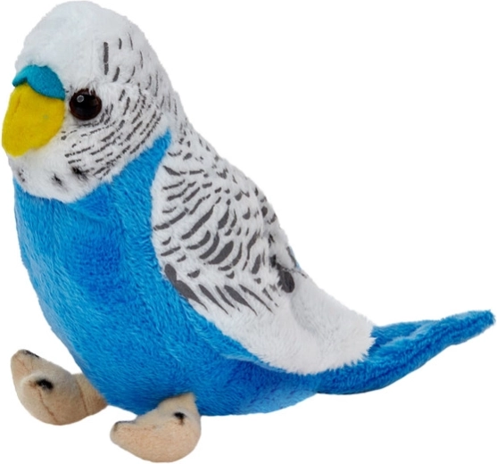 Pappagallino ondulato bianco‑blu peluche 13 cm