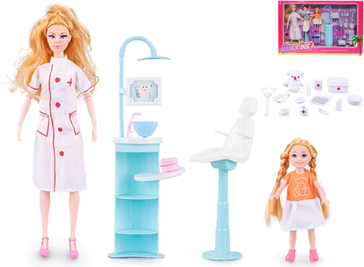 Bambola dottoressa con piccola paziente 29 cm