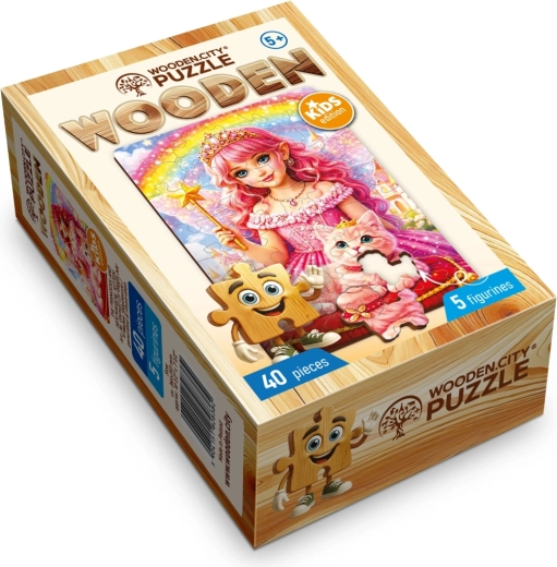 Puzzle in legno WOODEN CITY Principessa con il gattino magico, 40 pezzi