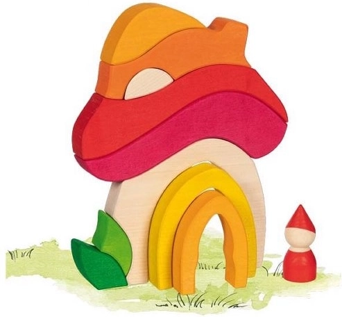 Goki evolution blocchi da costruzione in legno casetta a fungo
