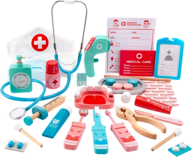 Set medico in legno Piccolo dottore con cuffia