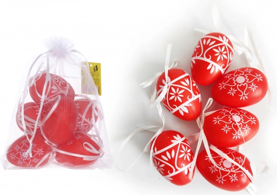 Uova decorative in plastica rosse 6 cm