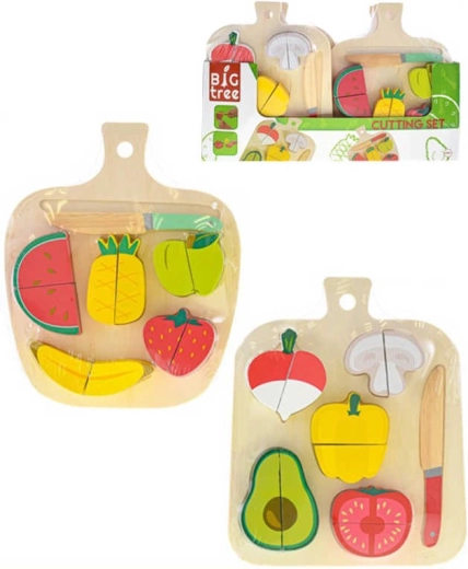 Set in legno per tagliare frutta o verdura con velcro e coltellino