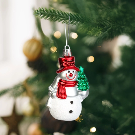 Decorazione natalizia da appendere a forma di pupazzo di neve