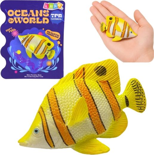 Realistica statuetta in gomma del pesce farfalla rameato 10,5 cm