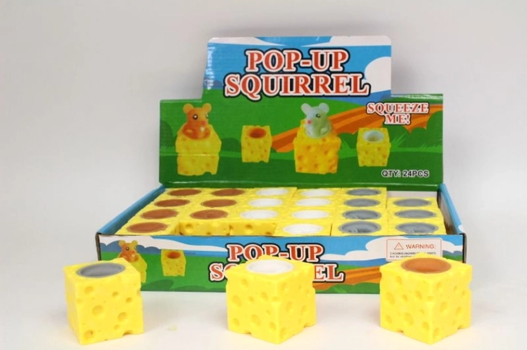 Giocattolo antistress da schiacciare a forma di formaggio con topolino (24 pz)