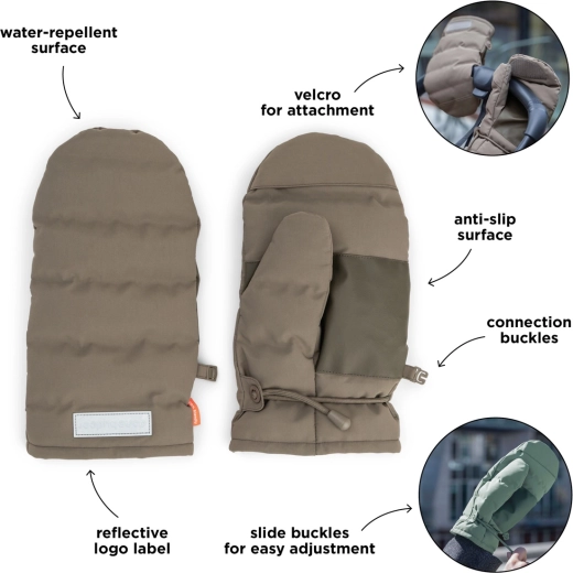 Guanti per passeggino Done by Deer, grigio talpa
