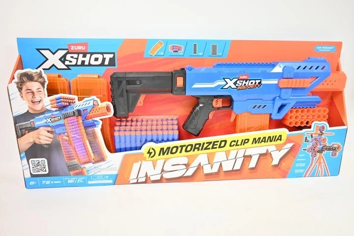 Blaster motorizzato a dardi in schiuma Zuru X-Shot Insanity Clip Mania