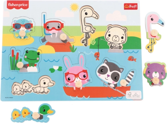 Pezzo di legno ad incastro Fisher-Price Animali all'acqua