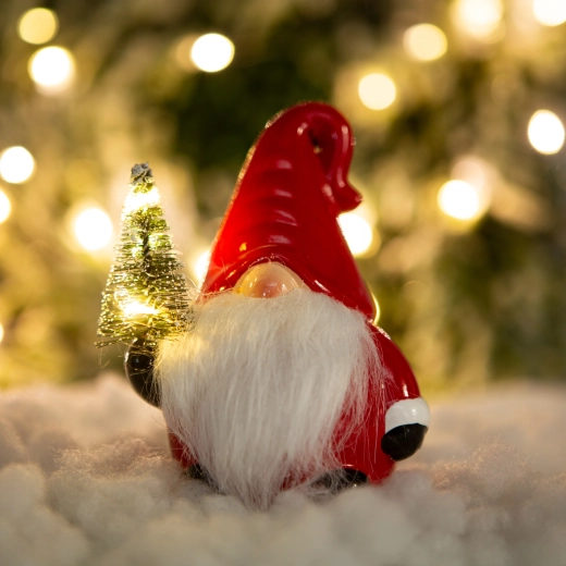 Gnomo LED natalizio Babbo Natale con alberello - 1 pezzo