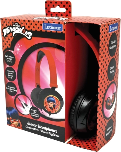 Cuffie cablate pieghevoli per bambini Miraculous: Ladybug e Chat Noir