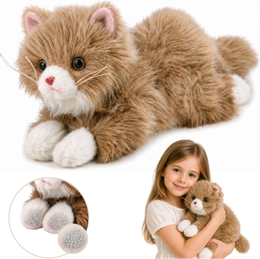 Gatto persiano di peluche beige 50 cm con zampe appesantite