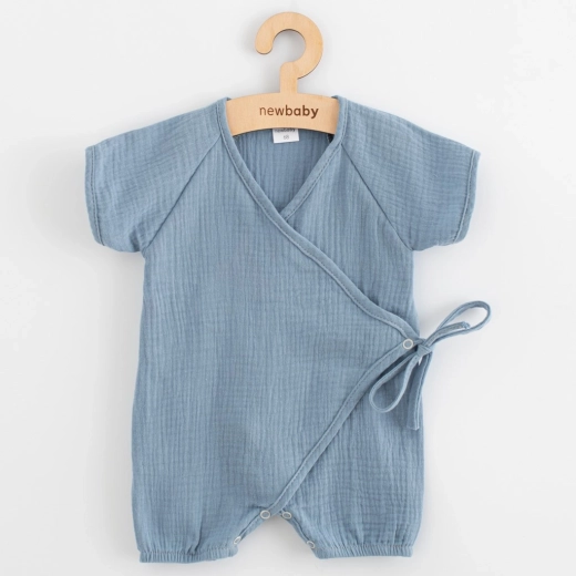 Tutina estiva in mussola avvolgente New Baby, blu
