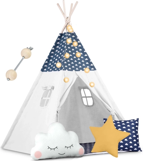 Teepee per bambini con lucine Nukido – blu navy