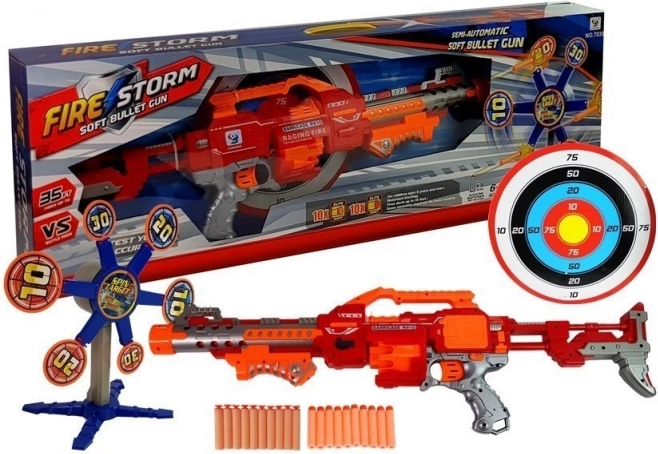 Moschettone per freccette in schiuma con bersaglio rotante