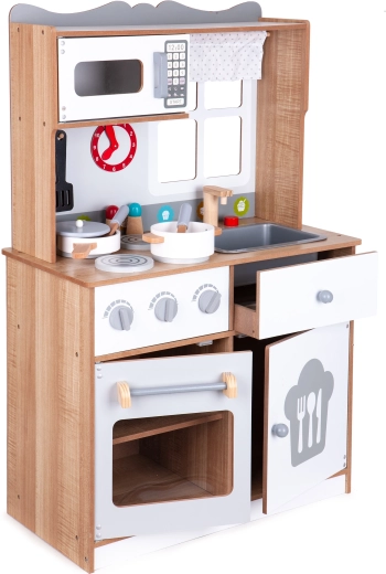 Cucina giocattolo in legno per bambini con accessori Ecotoys