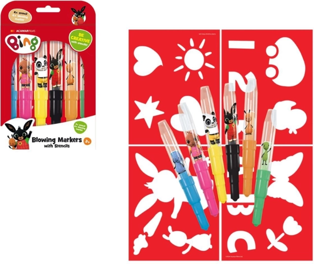 Pennarelli a soffio con stencil CONIGLIETTO BING, set da 6 pz