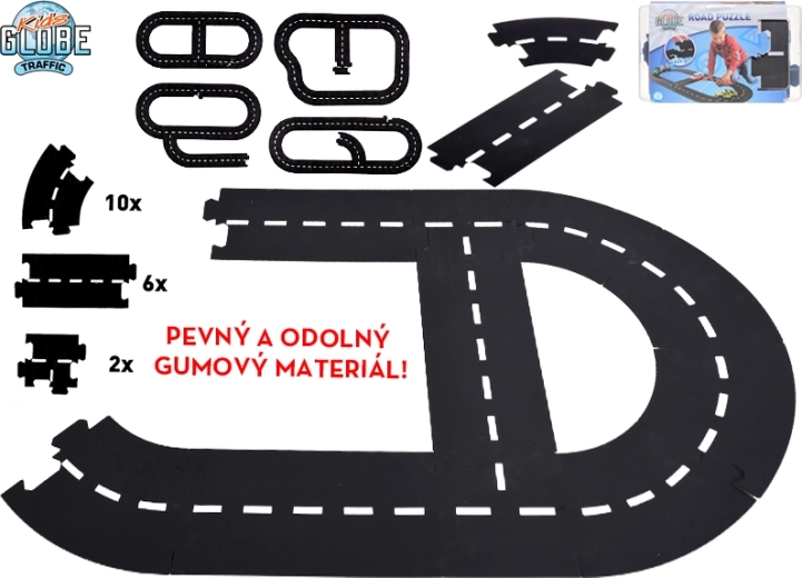 Kids Globe Traffic pista per auto – strada in gomma flessibile 18 pezzi