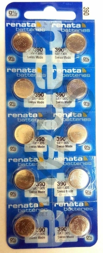 Batteria per orologi Renata 390, 1,55 V, 60 mAh, confezione da 10