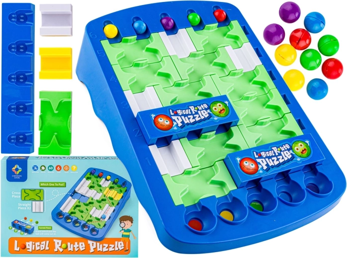 Gioco logico con biglie – pista componibile e puzzle