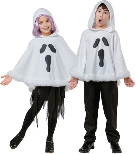 Poncho per bambini con cappuccio da fantasma