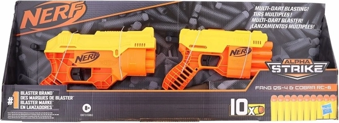 Nerf Alpha Strike Fang e Cobra – set di 2 blaster in schiuma con 10 dardi