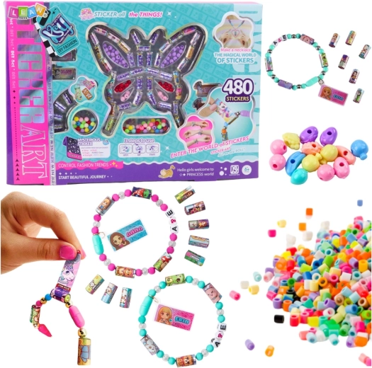 set creativo per realizzare gioielli e decorazioni con adesivi e perline, 480 pz