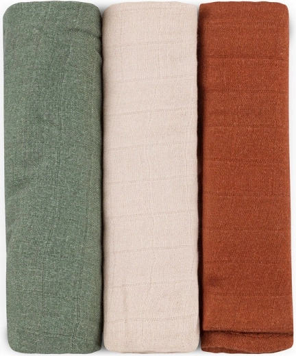 Mussoline di bambù PETITE&MARS Moussy Earth Tones 68 × 68 cm, set da 3 pezzi