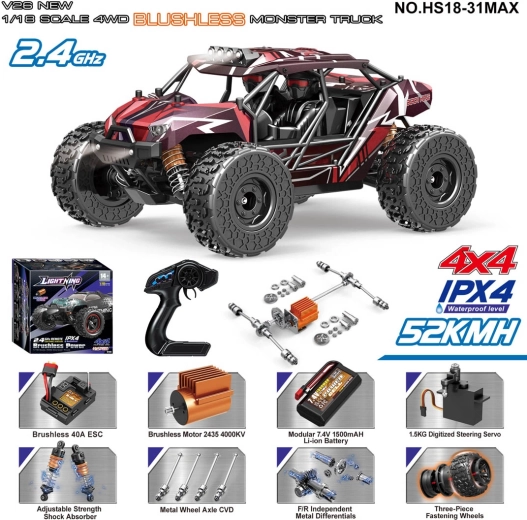 Auto fuoristrada radiocomandato Monster Max 1:18