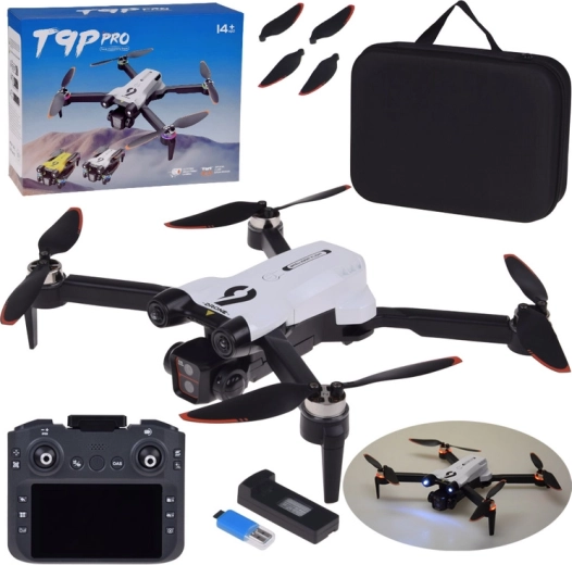 Drone pieghevole con fotocamera e scheda di memoria