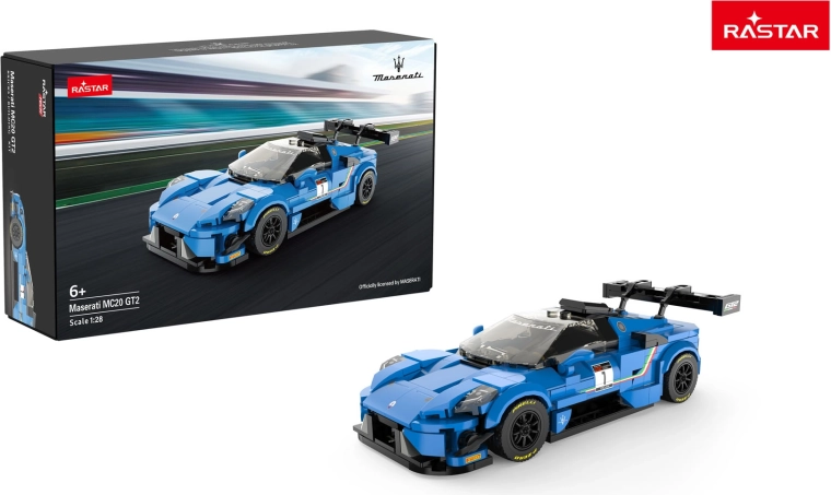 Kit di costruzione auto Rastar Maserati MC20 GT2 blu 1:28 - 1 pezzo