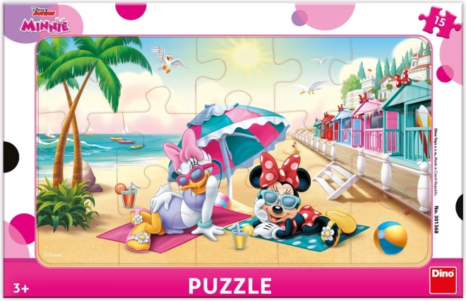 Puzzle DINO Minnie e Daisy in spiaggia 15 pezzi