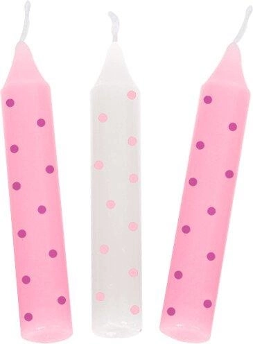 Set di candeline di compleanno con pois rosa