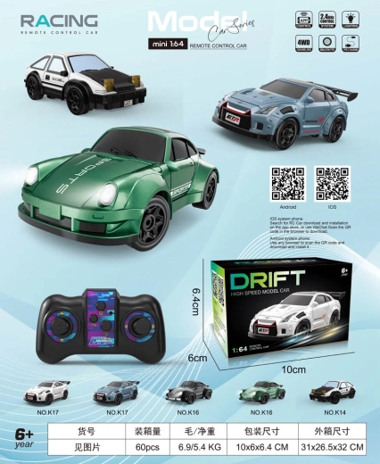 Auto RC sportiva da drift 1:64 nera