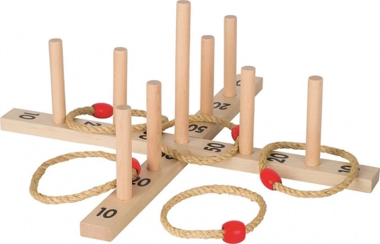 Gioco in legno per lanciare anelli per bambini
