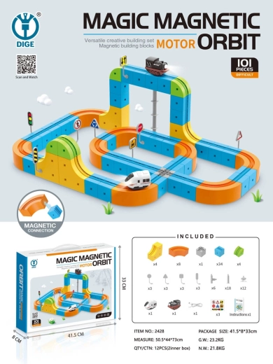 Pista magnetica colorata per trenini da 101 pezzi