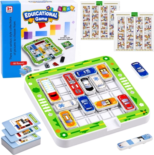 Gioco logico magnetico con macchinine – 15 veicoli e 60 carte sfida